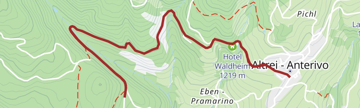 Route map: Stroller walk among the larches towards Anterivo